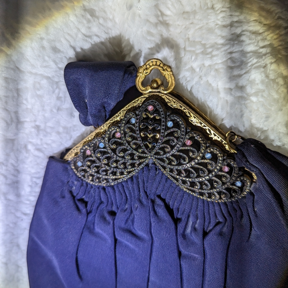 Vintage dressy navy blue small handbag